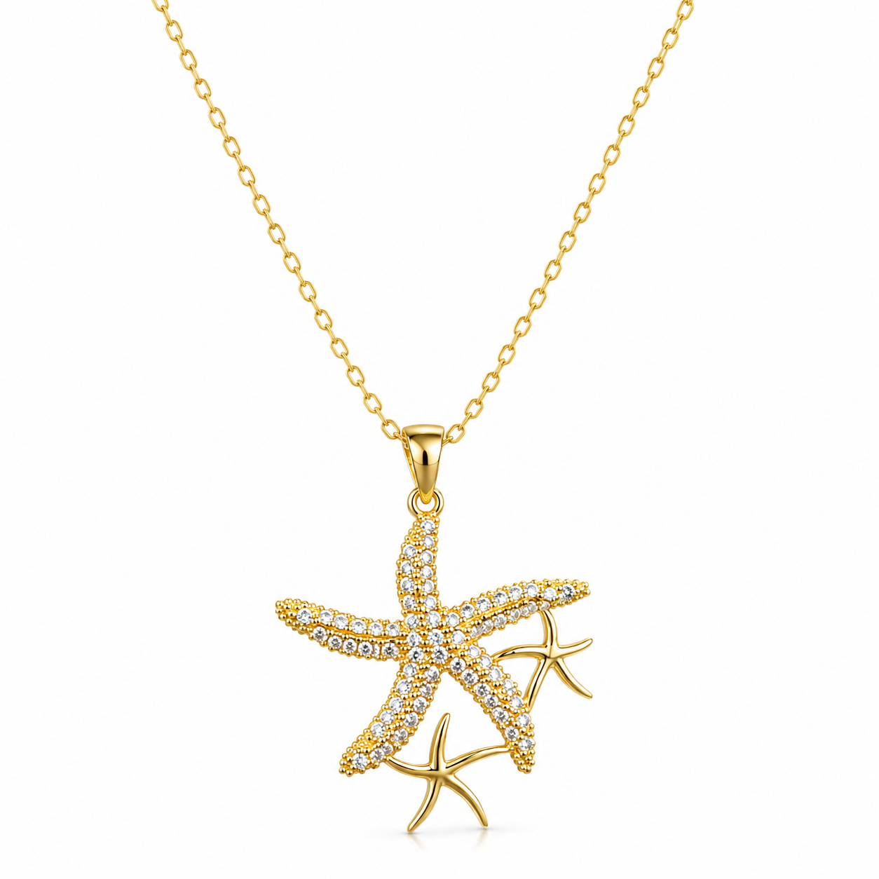 Crystal Starfish Pendant Necklace