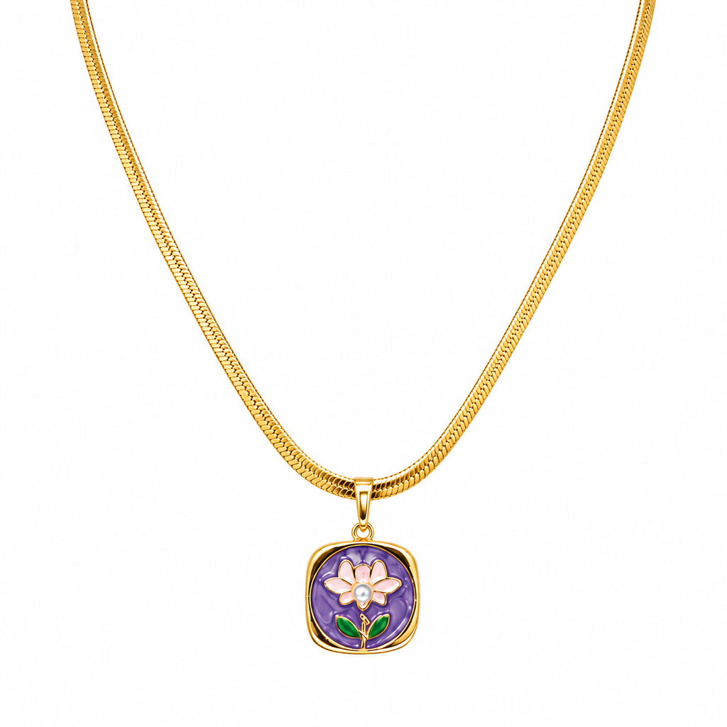 Purple Floral Pendant Necklace