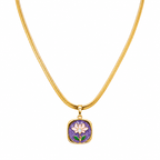 Purple Floral Pendant Necklace