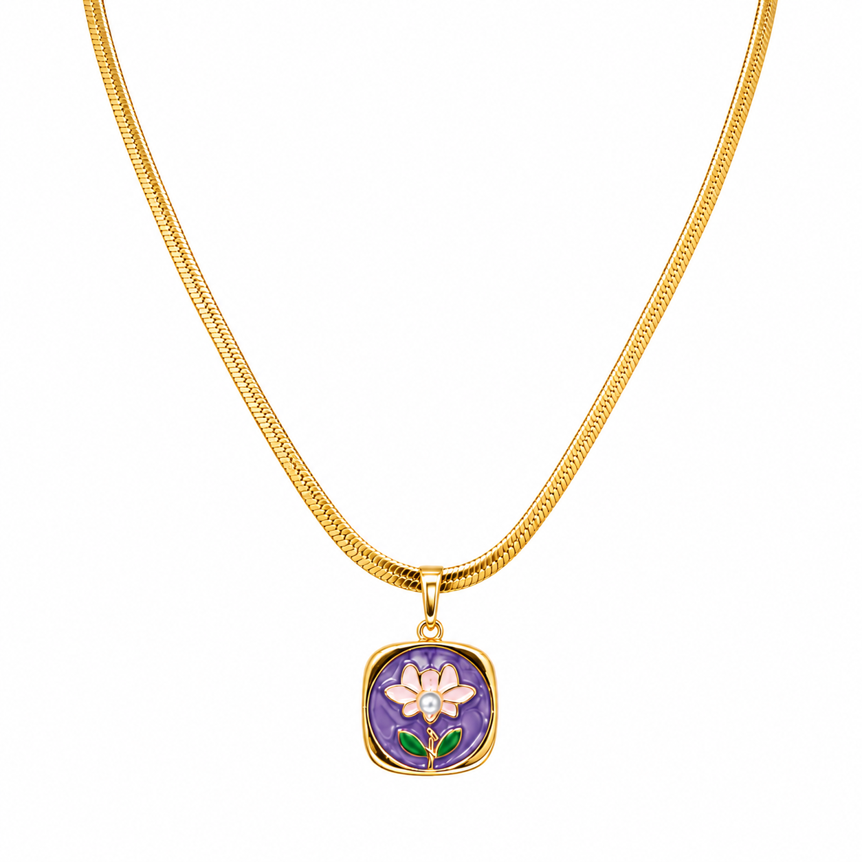 Purple Floral Pendant Necklace